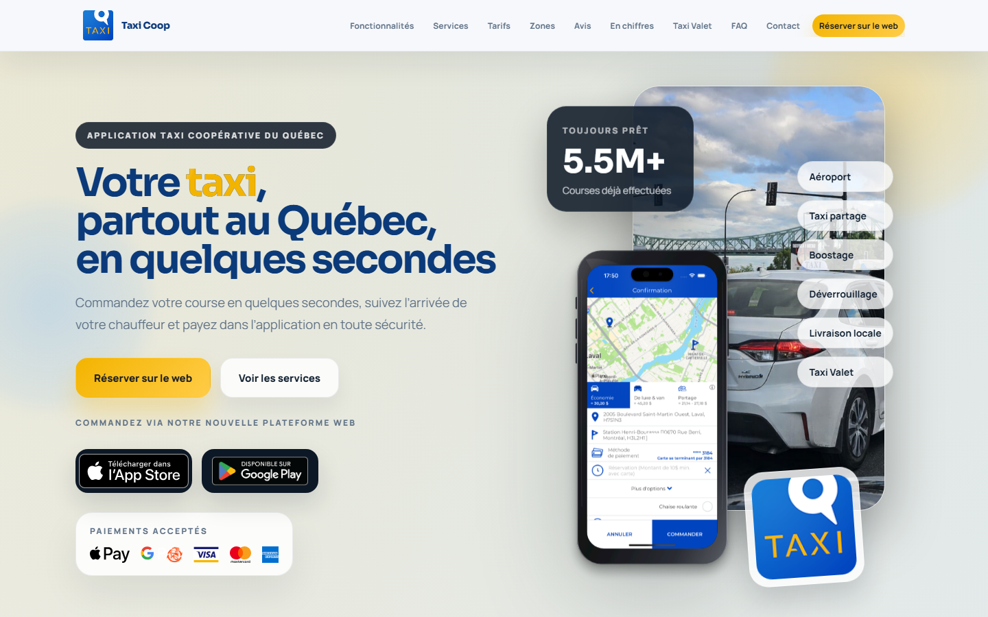 Interface de l'application TaxiCoop